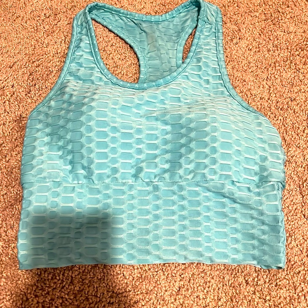 Light blue padded sports bra